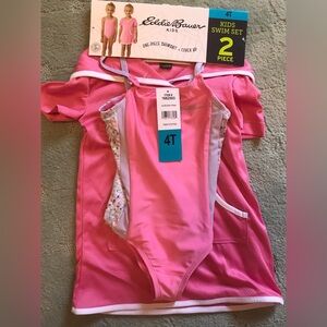 Girls 4t two piece swim set-suit and cover up NWT